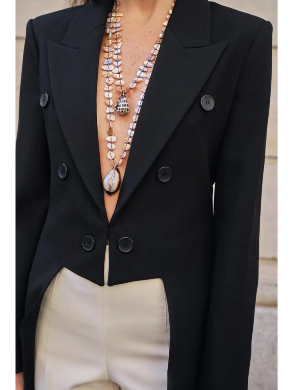 Zara zw Collection Asymmetric  Black  Double-Breasted Blazer Sz-L - Picture 3 of 13